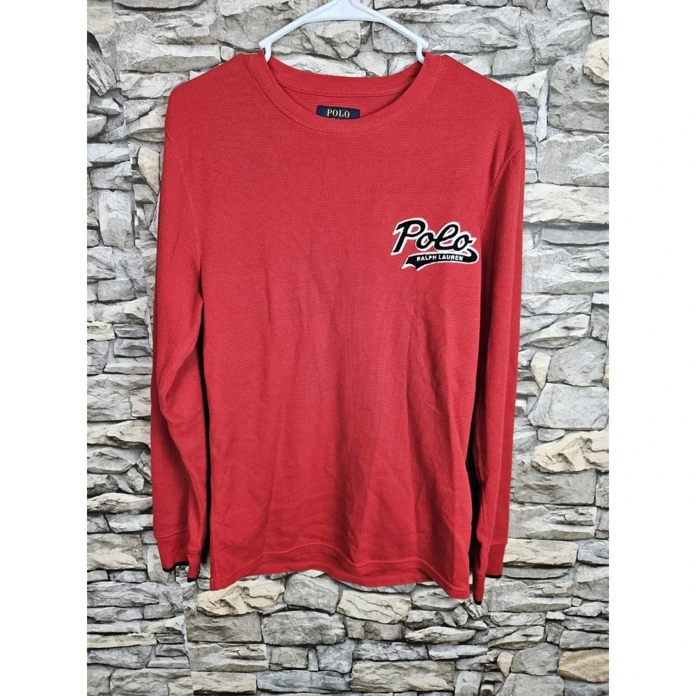 Polo Ralph Lauren Men's Long Sleeve Crew Neck Sleepwear Shirt Red Medium
